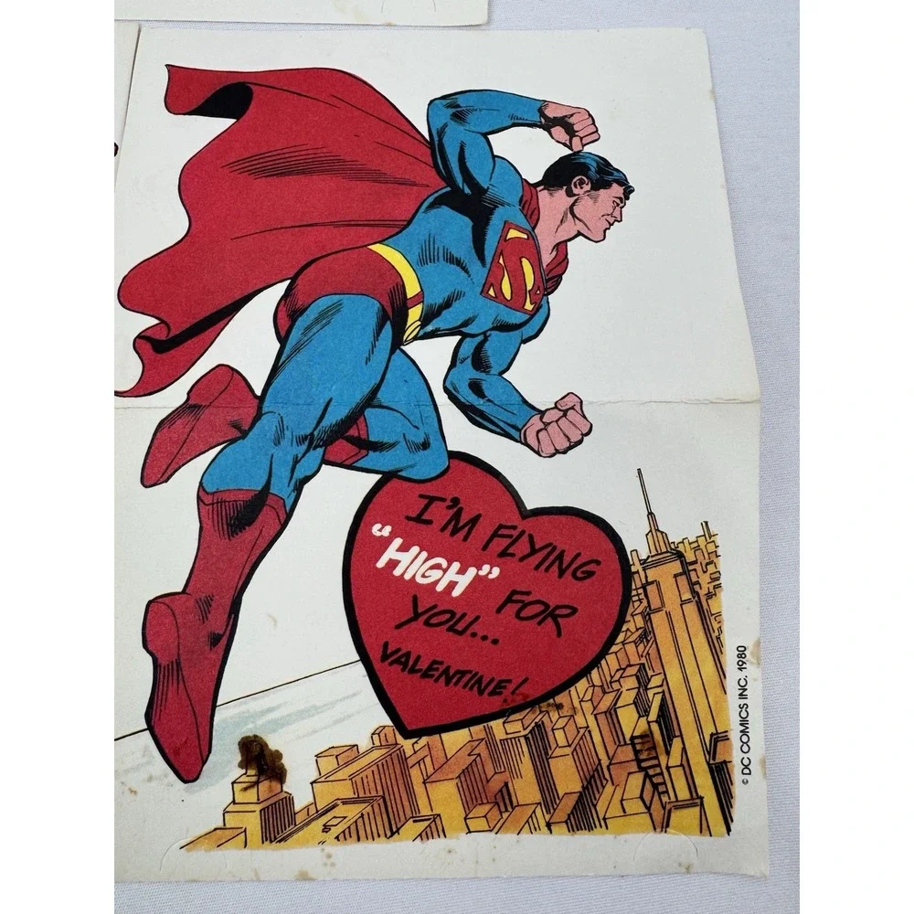 VTG 80's DC Comics Valentine's Day Cards (5) AQUAMAN Batman Superman‎ Unused